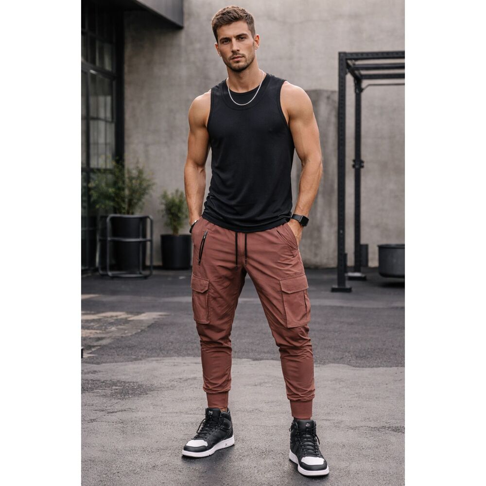 ASRV Brown Gym Basketball Jogger Sweatpants DSG 0347 Pants  Mens Size Small